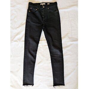 Re/DONE - Black Jeans Skinny Fit Raw Hem, Size 25, Made in USA